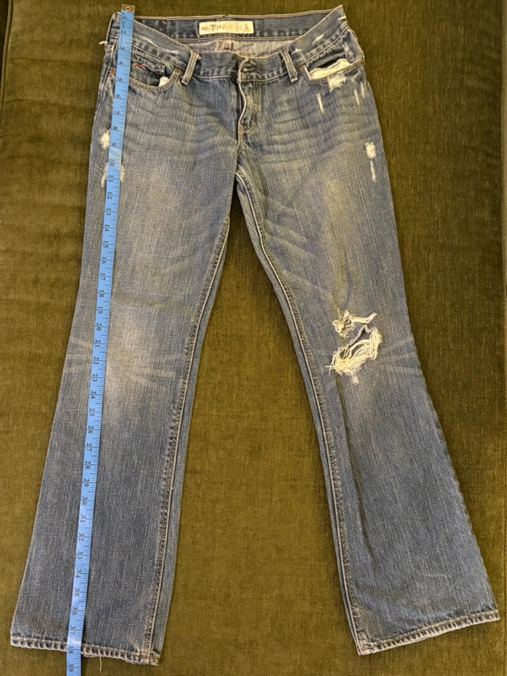 Hollister Women's Blue Distressed Bootcut Jeans
